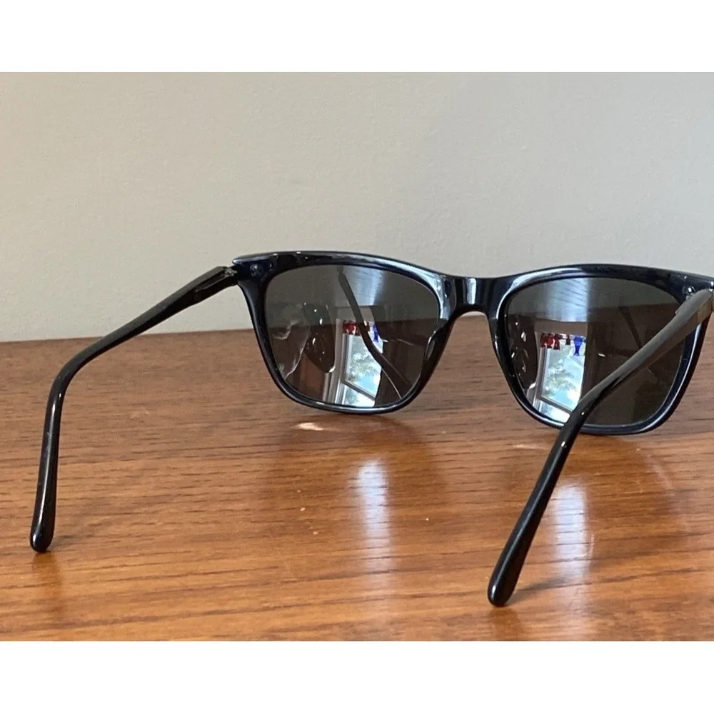 Vtg Original 1980s REVO 1204 Monterey Sunglasses Black Frame Grey Glass NASA LMS